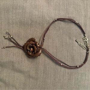 Brown Rose Pendant Necklace